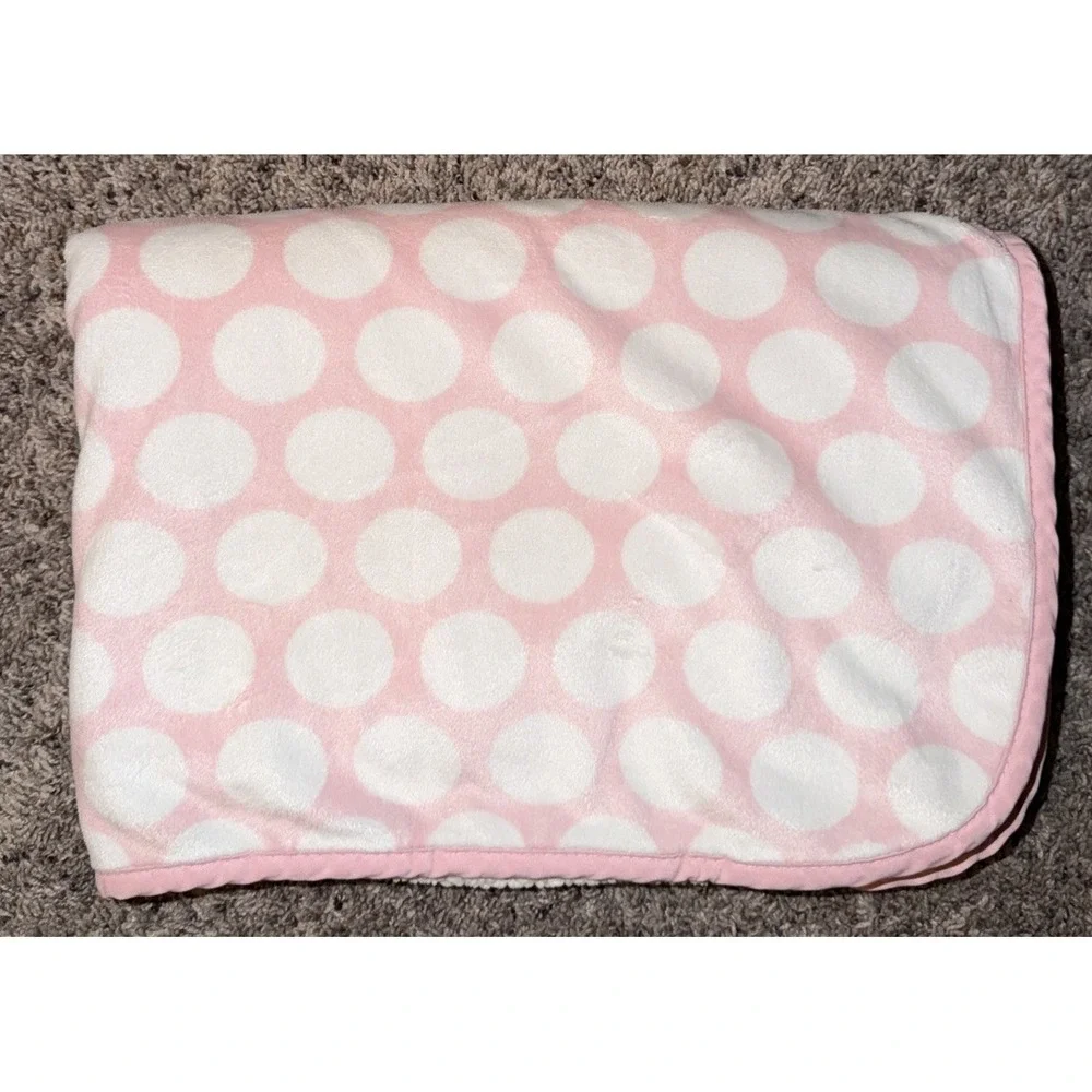 Carter's Baby Blanket Pink White Circles Dots‎ Sherpa